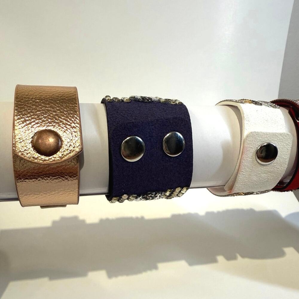 5 - Rhinestone Bracelets- Faux Leather - Picture 5 of 6